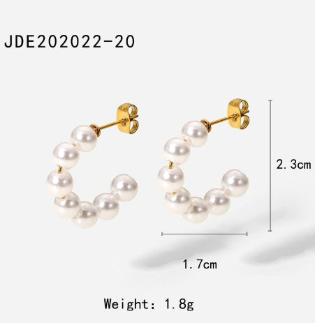 NordicDrop Twisted Pearl Hoops - Gold Tone Elegance