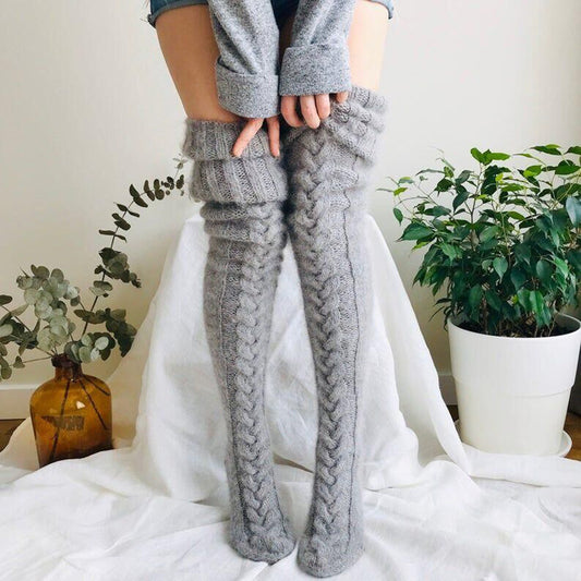 NordicDrop Chunky Knit Thigh-High Socks | Cozy Winter Over-the-Knee Warmers