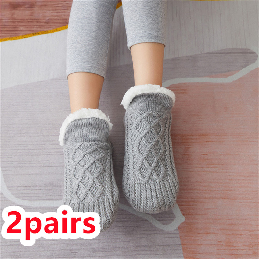 NordicDrop Fleece-Lined Knit Slipper Socks | Cozy Anti-Slip Indoor Warmers