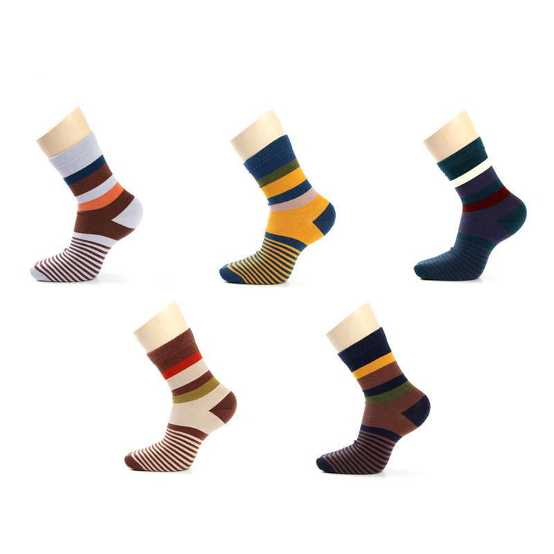 NordicDrop Retro Colorblock Grid Socks | 5-Pack Geometric Crew Socks for Men