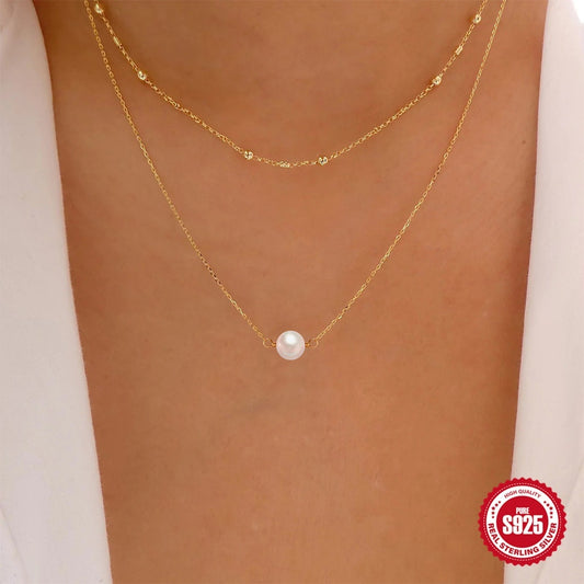 Nordic Drop Twin Pearl Necklace