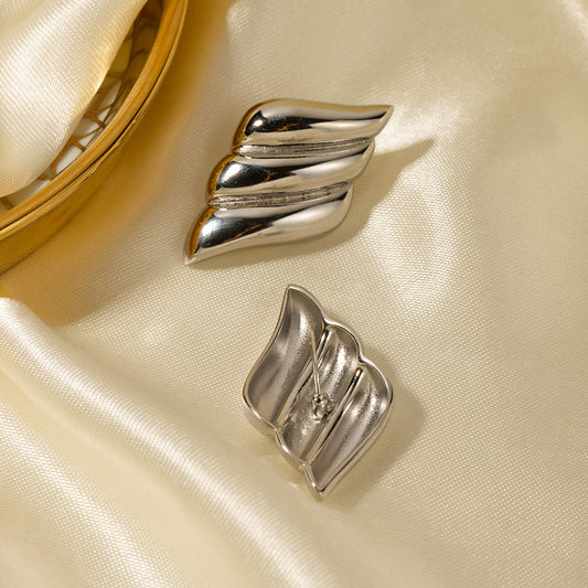 NordicDrop Folded Wave - Gold & Silver Tone Statement Earrings