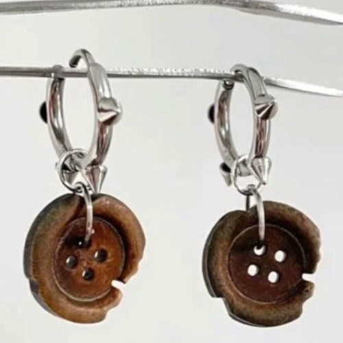 NordicDrop Burned Button Earrings